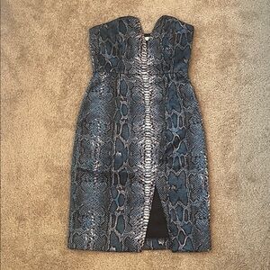Lovers + Friends Strapless Snakeskin Dress